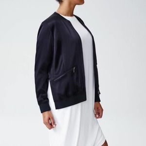 Universal Standard Black Satin Bomber Jacket Womens 18/20 (M)